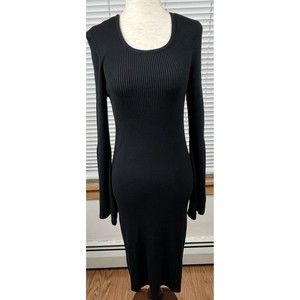 RD Style for Stitch Fix Liliana Sweater Dress Black Ribbed Bell Sleeves Sz M NWT